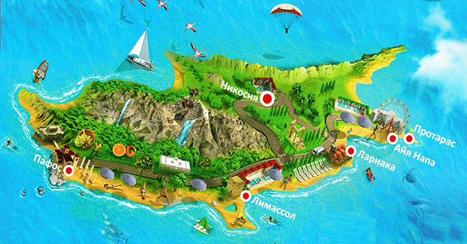 карта курортов Кипра